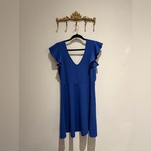 NWT JDY Blue Flutter Sleeve V-Neck Dress